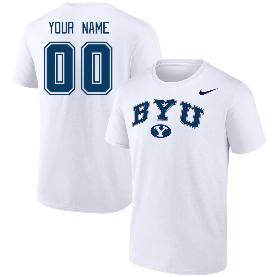 Custom BYU Cougars Name And Number College Tshirt-White - Click Image to Close